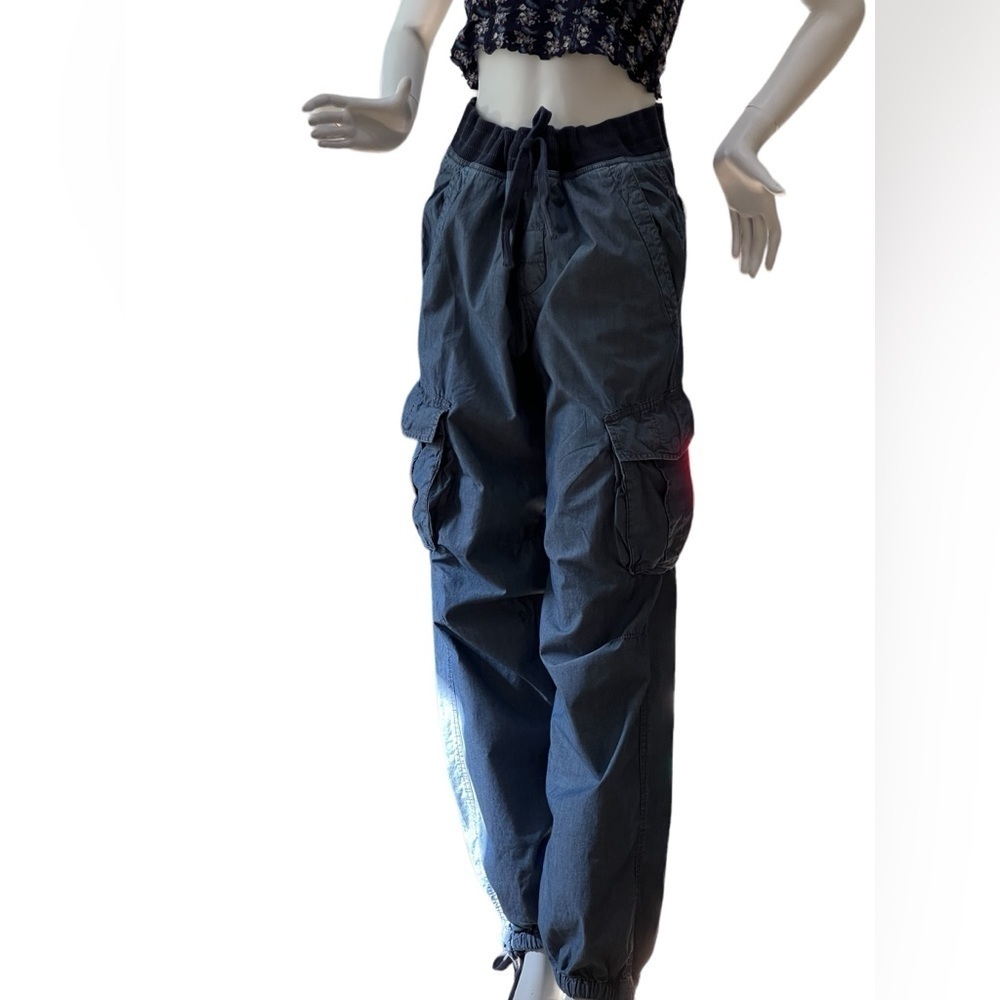 Y2K baggy cargo parachute denim  pants.